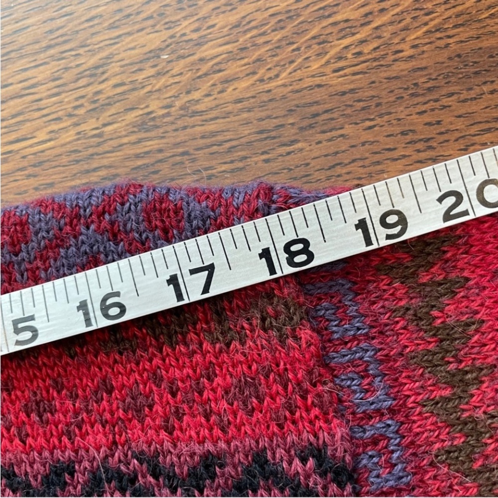 Vintage Baby Alpaca Fair Isle Sweater Cranberry Red Multicolor Men’s Size Small - Picture 6 of 15